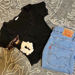 Black Garage scoop neck crop top